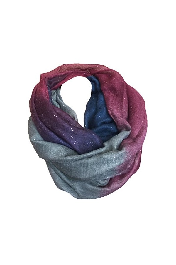 Fashion Loop Écharpe tubulaire design dégradé de couleur à paillettes, Violet/bleu, Taille Unique