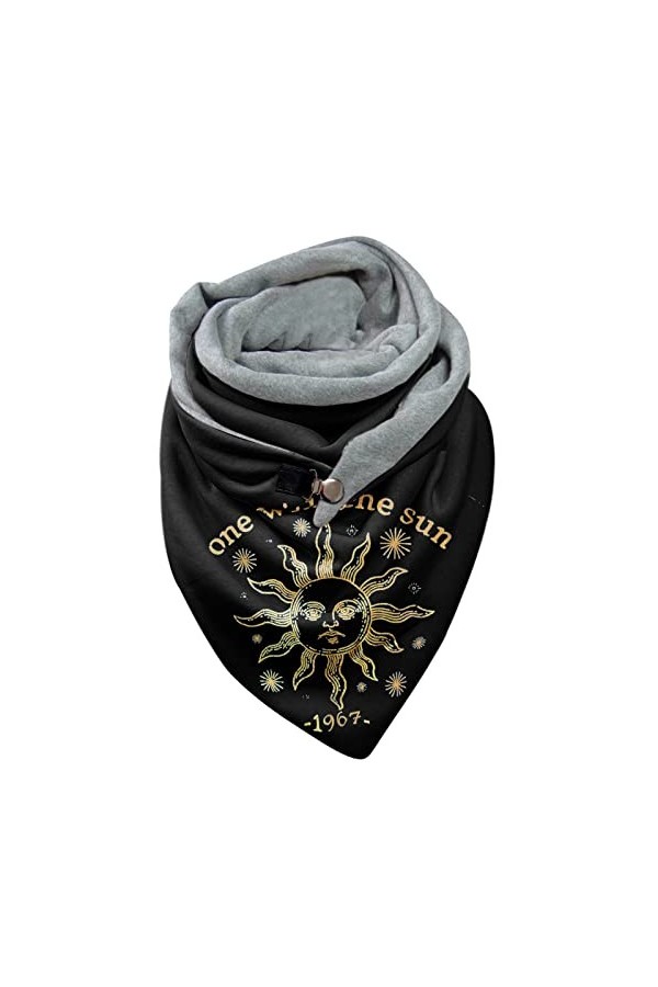 Écharpe dhiver pour femme - Foulard triangulaire pour femme - Boucle en coton - Écharpe rouge et bonnet - Écharpe à boutons 