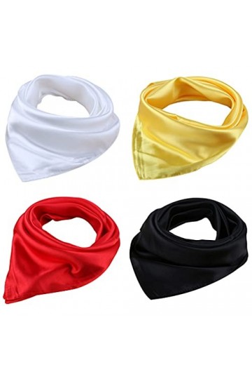 ACMEDE 4 PCS Foulard Femme Écharpes Dames Satin Carré Soie Sentiment Cheveux Foulards De Mode Silk Scarf Foulard Soie Ressent