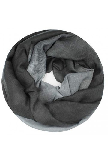 Glamexx24 - 01386 - Écharpe en boucle - Chaude et douce, à rayures, avec dégradé de couleur - Pour femme, Gris foncé., taille