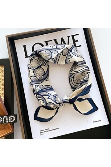 XIYINTA Foulard 100% soie pour femme, foulard carré en soie de 21 pouces Bandana en satin de soie de mûrier pour filles Bleu