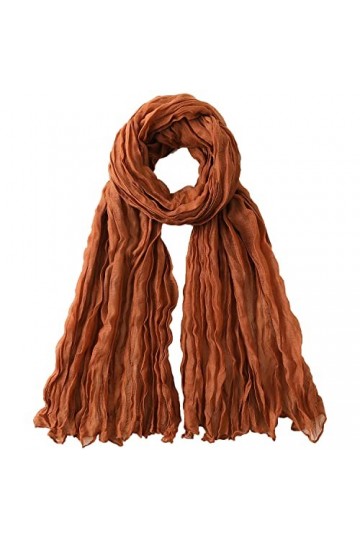 Longwu Foulards en Lin de Coton pour Femmes Lady Light Soft Fashion Solid Écharpe Wrap Châle Musulman Gaze Foulard Plage Prot