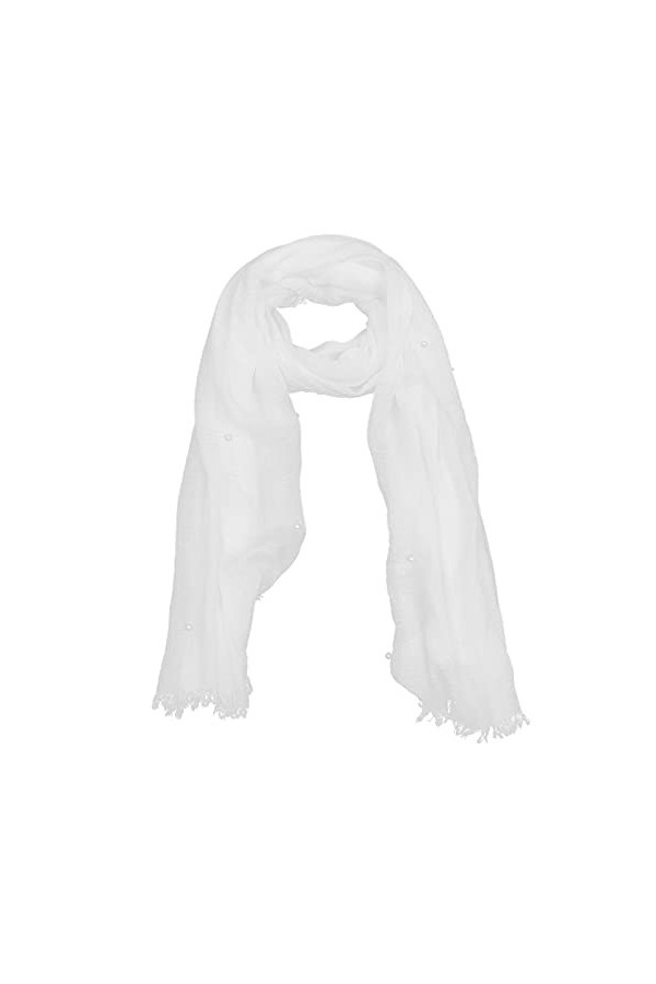 ifundom Écharpes Femme Coton écharpe Lumière Douce De Mode écharpe Femmes Extérieure Chale Perle pour Femmes Filles Blanc É