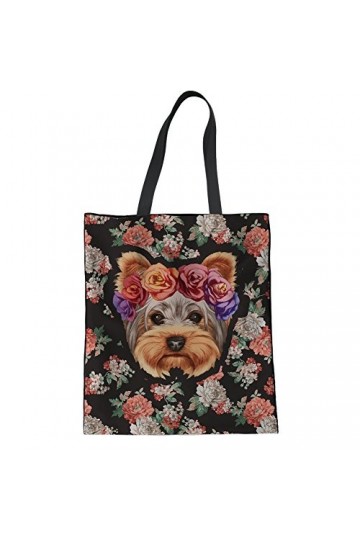 HUGS IDEA Sac fourre-tout en toile imprimé chien, Yorkshire Terrier, Medium