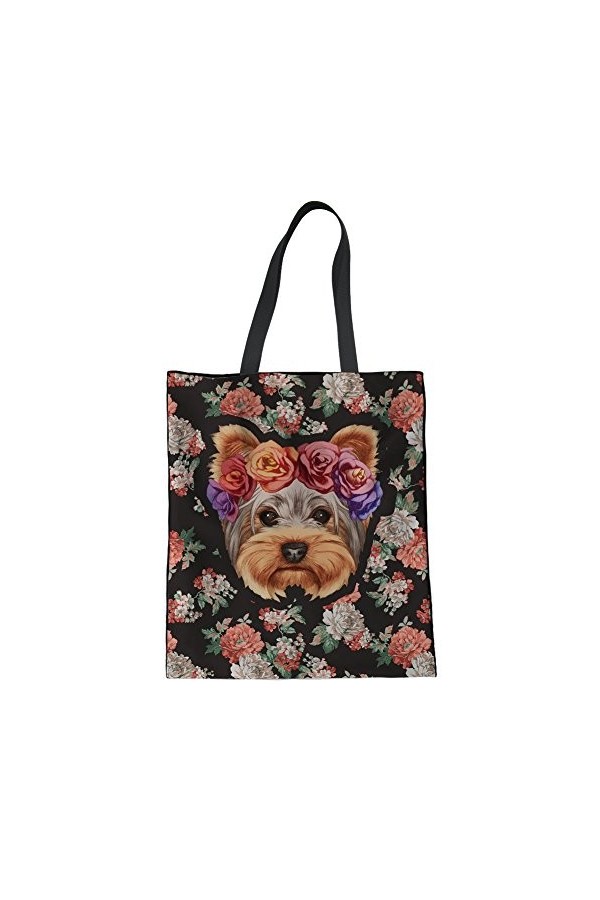 HUGS IDEA Sac fourre-tout en toile imprimé chien, Yorkshire Terrier, Medium