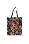 HUGS IDEA Sac fourre-tout en toile imprimé chien, Yorkshire Terrier, Medium