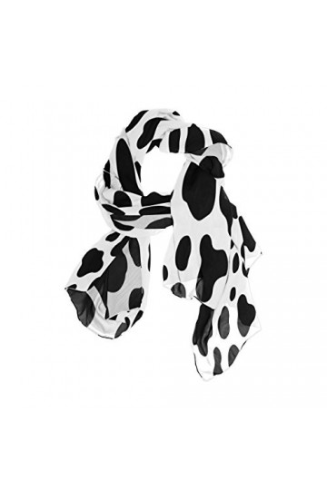 Mnsruu Foulard long imprimé vache Noir/blanc