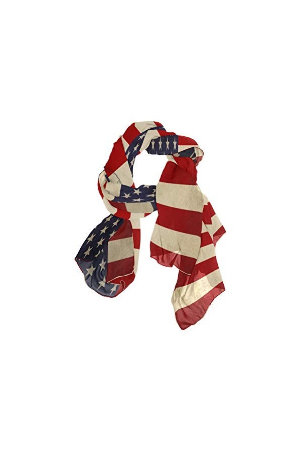 Mnsruu Long foulard châle à rayures avec drapeau américain