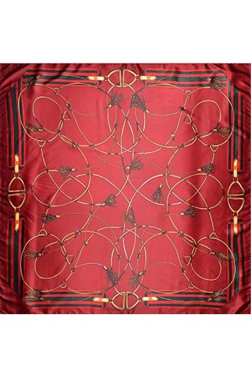 Foulard en soie pour femme - Grand carré Satin 90 cm - rouge - 89 cm