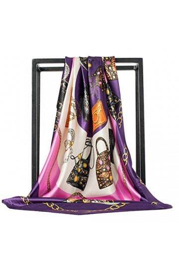 LCUK Foulard en Soie Mode Foulard Satin châle écharpes Grande Taille 90 * 90 cm carré Cheveux/Foulards Femmes