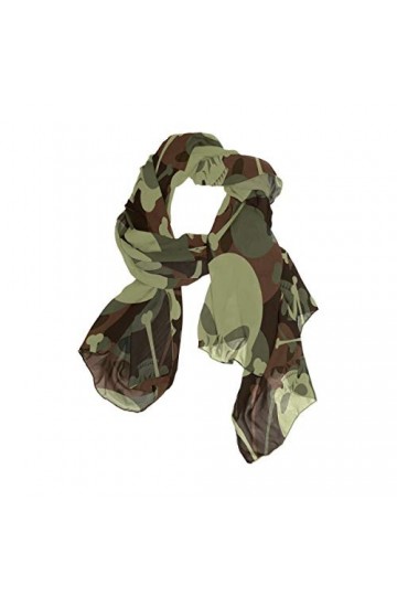 Mnsruu Écharpe longue en mousseline de soie Motif tête de mort