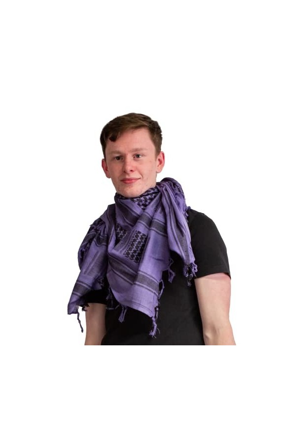 Foulard shemagh pour adulte en coton - Pour homme et femme, violet/noir, taille unique