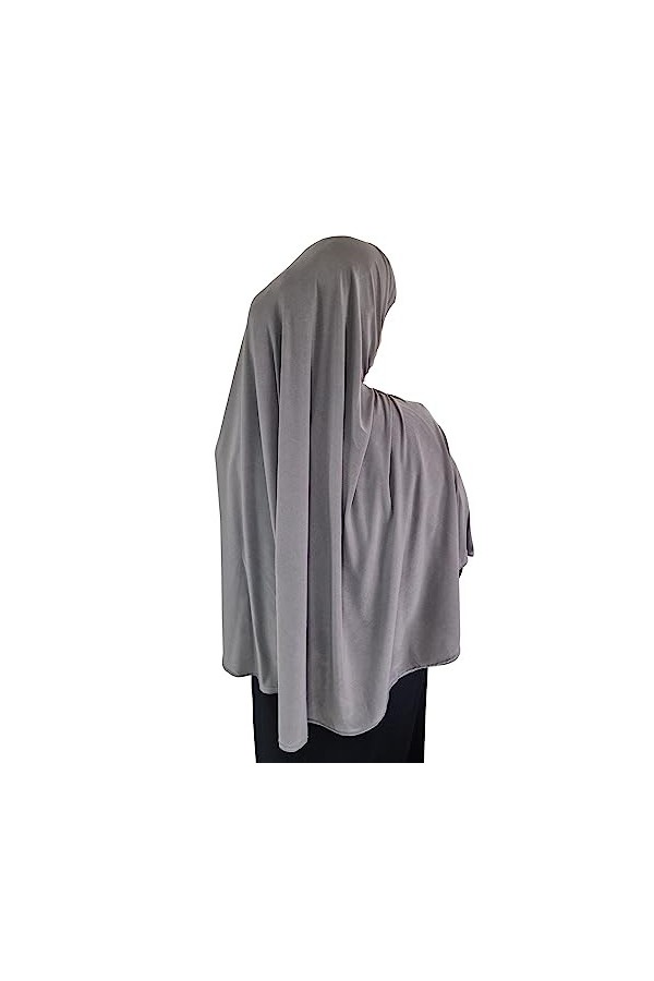 Yaqeen Grand foulard hijab Amira en lycra extensible pour musulmane, Argenté., taille unique
