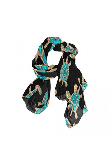 Mnsruu Blue Stone Foulard long en mousseline de soie Motif tortue de mer