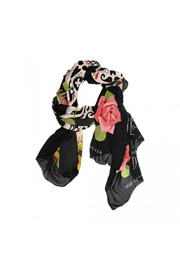 Mnsruu Écharpe longue Motif tête de mort Rose Dia De Los Muertos