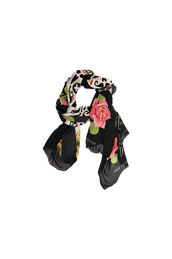 Mnsruu Écharpe longue Motif tête de mort Rose Dia De Los Muertos