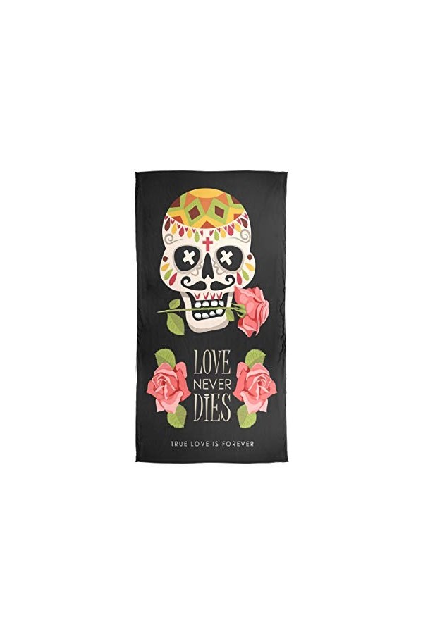 Mnsruu Écharpe longue Motif tête de mort Rose Dia De Los Muertos