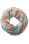 styleBREAKER motif papillon tube de boucle foulard, soyeuse, femme 01016097, couleur:marron-bleu