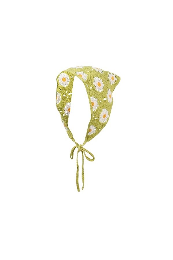 Meliyya Foulard bohème à fleurs de camomille pour femme - Triangle - Vintage, A-beige., taille unique