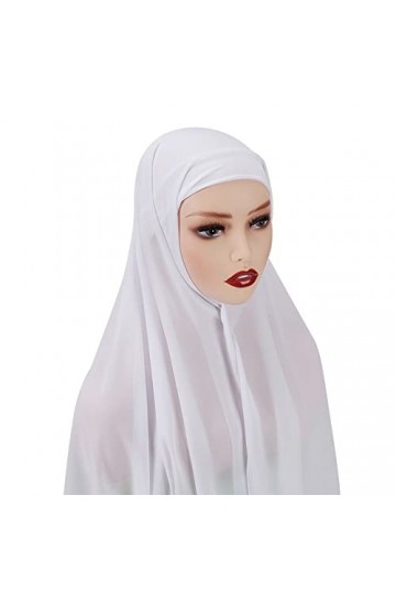ISAKEN Foulard Mousseline Femme Musulmane Hijab Foulard à Enfiler avec Ouvertures pour Lunette pour Femme Musulmane Voilée Ch