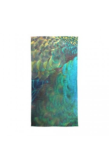 Mnsruu Longue écharpe châle en mousseline de soie et plumes de paon aquarelle.