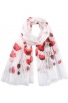 Foulard Femme Coquelicot Jour Du Simple Style Souvenir Coquelicots Rouges Imprimé Fleur Floral Foulards Léger Doux Grand Wrap