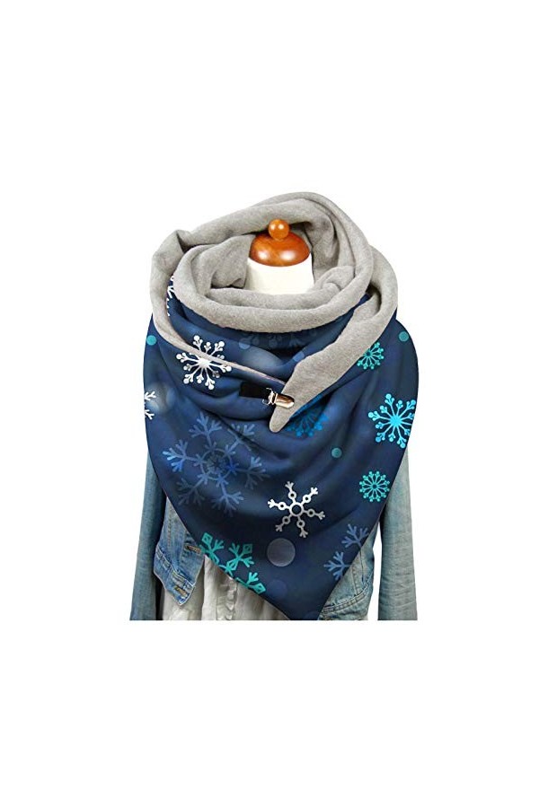 WWricotta Mode hiver flocon de neige bouton dimpression foulards châles demballage casual femmes écharpe douce chaude Cheve