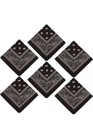 NAUZE Lot de 6 bandanas de cowboy avec imprimé cachemire - Multiusage - Unisexe, Noir , taille unique