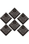 NAUZE Lot de 6 bandanas de cowboy avec imprimé cachemire - Multiusage - Unisexe, Noir , taille unique
