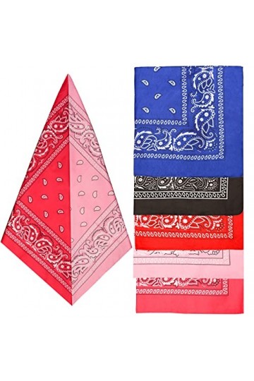 NAUZE Lot de 6 bandanas de cowboy avec imprimé cachemire - Multiusage - Unisexe, Noir , taille unique