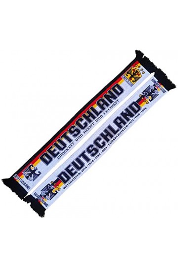 Generisch Écharpe de lAllemagne écharpe en tricot , unité et droite et liberté 2.0, Noir, blanc, jaune., 145 cm