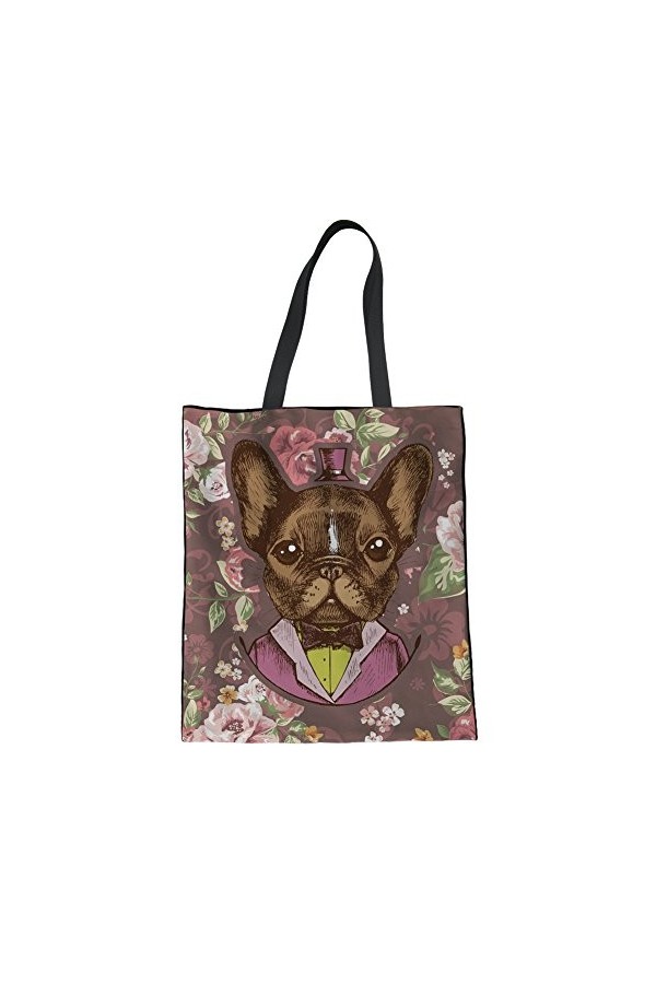 HUGS IDEA Sac fourre-tout en toile imprimé chien, Yorkshire Terrier, Medium
