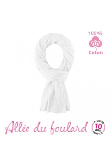 Allée du foulard - Cheche, Écharpe, Chale Premium - Blanc - 100% Coton - Taille 200 X 110 CM - Chèche Femme et Homme - Plus D