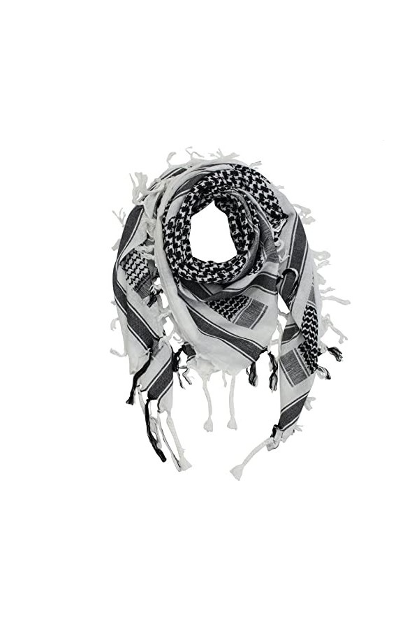 Freak Scene Kufiya Desert - blanc-noir - 100 x 100 cm - Shemagh - foulard Arafat palestinien - keffieh en coton