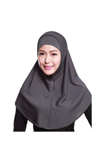 WOWOWO Femmes Hijab 2 pièces Couleur Unie Amira Jersey Musulman Hijab Coton Doux Foulard Extensible