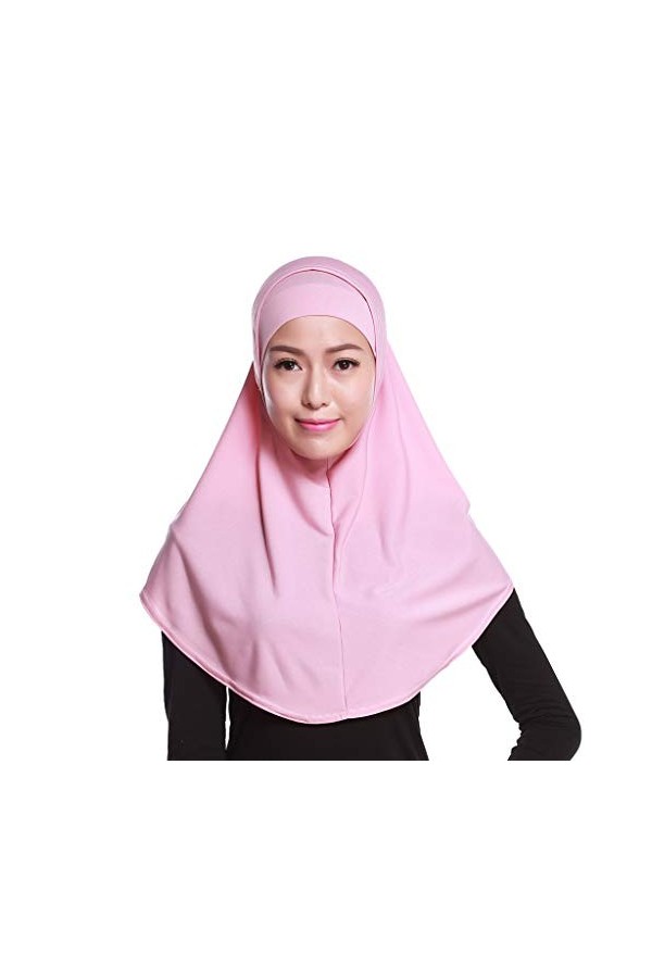 WOWOWO Femmes Hijab 2 pièces Couleur Unie Amira Jersey Musulman Hijab Coton Doux Foulard Extensible