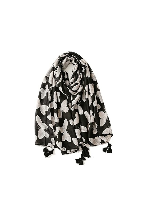 Bllatta Foulard Femme Echarpes Élégant Foulards Fleur Imprimée Femmes Motif de Dentelle Écharpe Châle Doux
