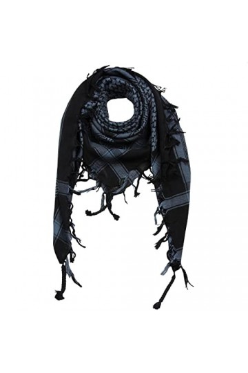 Freak Scene Kufiya - noir - gris-bleu foncé - 100 x 100 cm - Shemagh - foulard Arafat palestinien - keffieh en coton