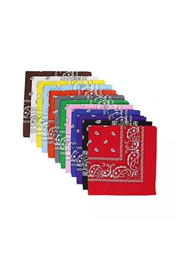 KAV 12 Pcs Bandanas masque de visage Assorted Cowboy Multifunctional Paisley Bandana - Unisexe Nouveauté Print Head Wrap Scar