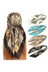 KALUROIL 4 PCS Foulard Cheveux - Foulards en Satin pour Femmes - Grandes Écharpes Carrées avec Motifs Classiques - Accessoire