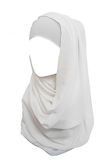 Lina & Lily Écharpe Hijab pour Femme Musulmane, Foulard Tissu Opaque et Léger en Crêpe Bubble Blanc 