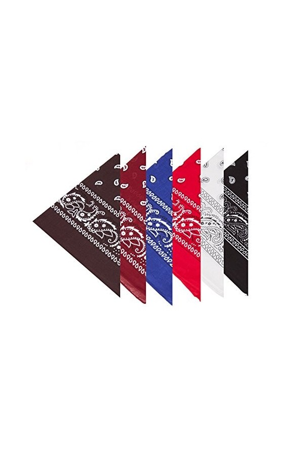Boolavard 100% Coton, 1er 6 ou 12 Pack Bandanas avec Motif Paisley Originale | Choix de Couleur Couvre-chef/Cheveux écharpe c