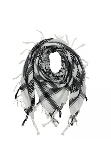 Freak Scene Kufiya - pixels de camouflage - blanc - noir - 100 x 100 cm - Shemagh - foulard Arafat palestinien - keffieh en c