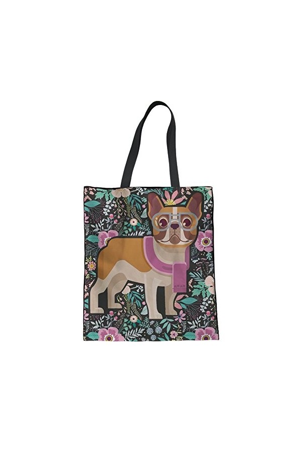 HUGS IDEA Sac fourre-tout en toile imprimé chien, Yorkshire Terrier, Medium