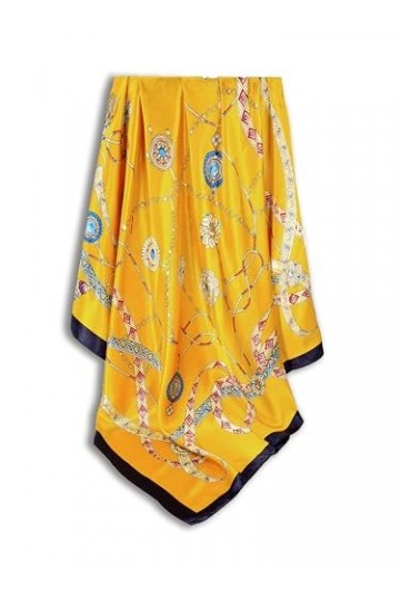 GLORIS Écharpe en soie élégante pour femme - 90 x 90 cm - Foulard en soie pour femme - Foulard en soie - Élégant foulard en s