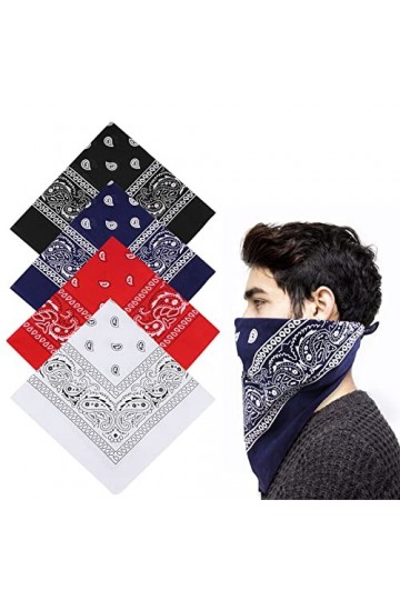 Bekecidi 4 PCS Paisley Bandanas Foulard Bandana pour Hommes et Femmes Multifonction Bandana Bandeau Cowboy Foulard Unisexe He