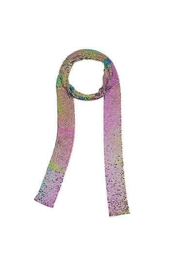 JANCOSTA Écharpe à paillettes en métal pour femme - Longue et fine - Pour soirée - Doré et argenté - Accessoire alternatif - 