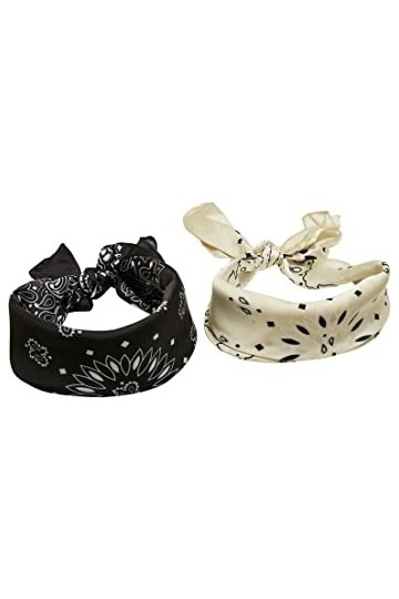 Urban Classics Lot de 2 Bandanas en Satin, Noir/Jaune, Taille Unique Mixte