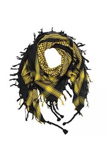 Freak Scene Kufiya - noir - marron-ocre - 100 x 100 cm - Shemagh - foulard Arafat palestinien - keffieh en coton