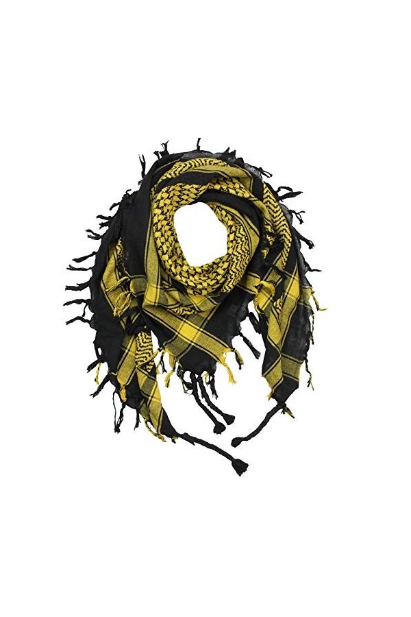 Freak Scene Kufiya - noir - marron-ocre - 100 x 100 cm - Shemagh - foulard Arafat palestinien - keffieh en coton